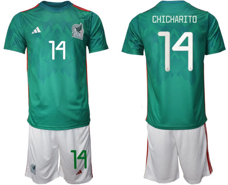 Men 2022 World Cup National Team Mexico home green #14 Soccer Jersey